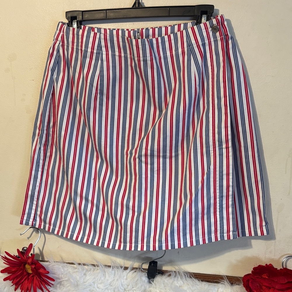 Striped Red, Blue, and White Women's Skirt